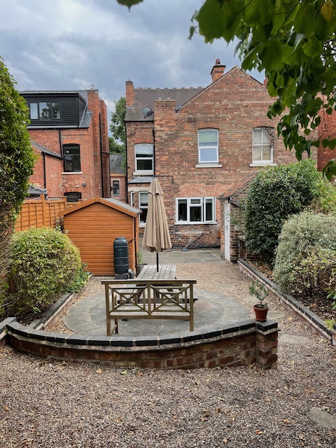 Looking back towards the house from the end of the garden